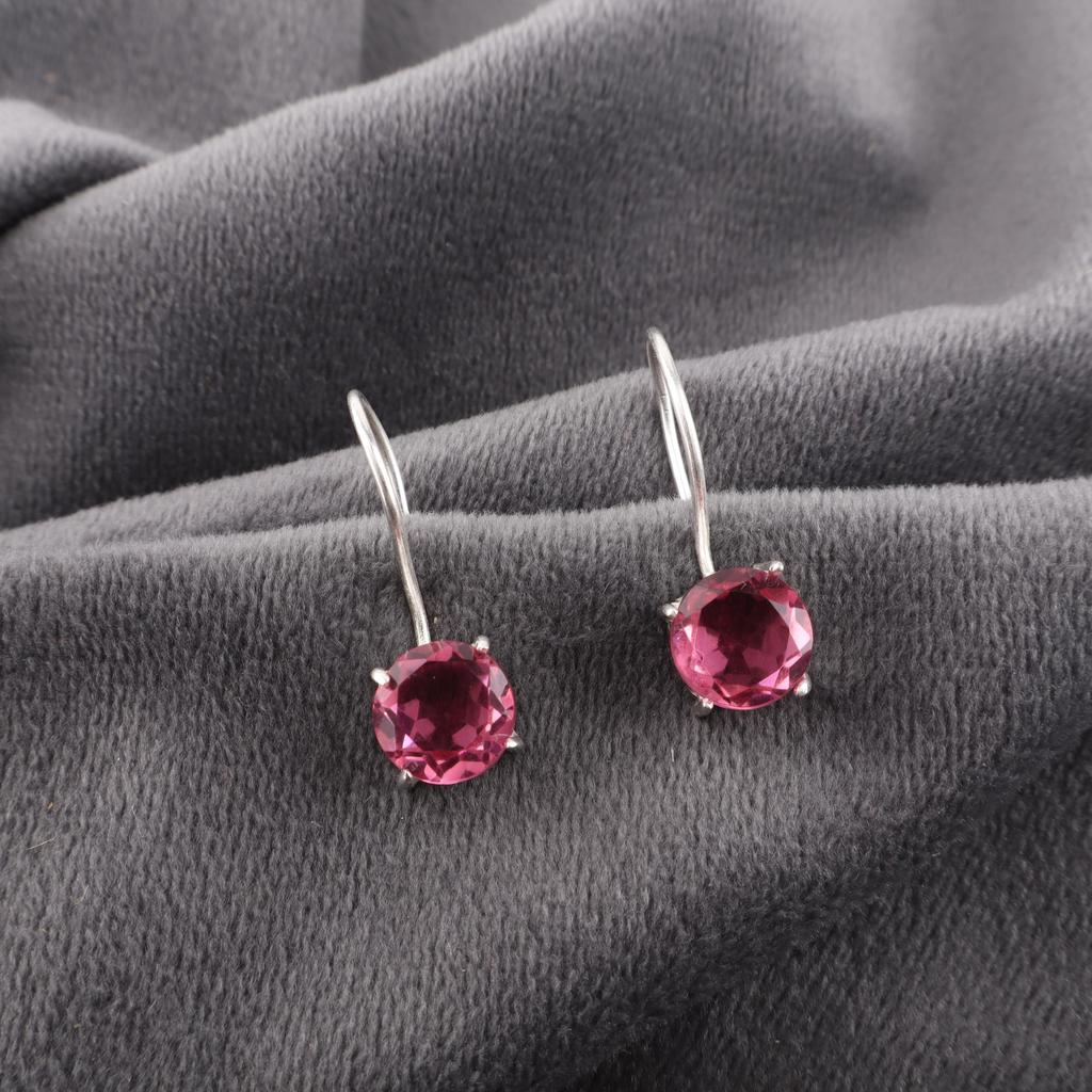 Pink Tourmaline 925 Solid Sterling Silver Earring, Handmade Gemstone Jewelry Earring, For Memorial Day