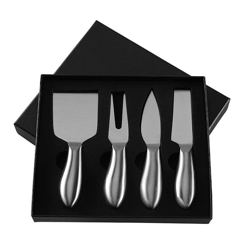 Käsemesser mit Hohlgriff, 4-teiliges Geschenkbox-Set, Käsemesser aus Edelstahl, Westernmesser und Gabel
