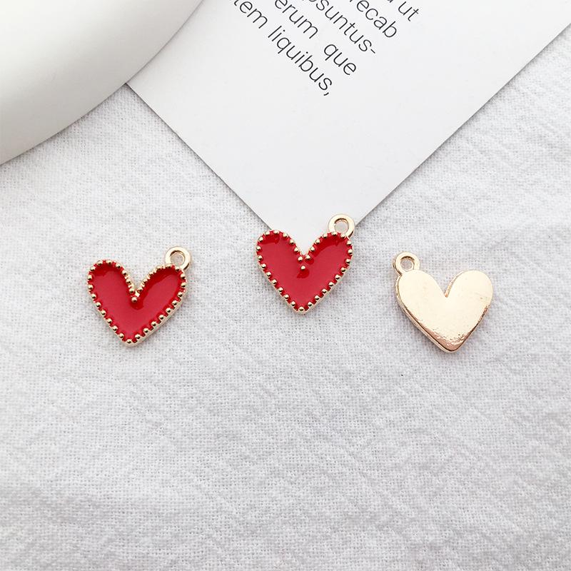 90 pezzi/confezione Ciondoli in Lega a Goccia d'Olio a Forma di Cuore per Gioielli Fai-da-Te Stile Coreano e Braccialetti in Oro K.