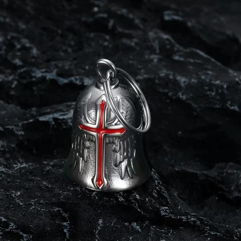 Retro Punk Angel Wings Motorcycle Lucky Bell Necklace Men's Motorcycle Rock Trend Cool Jewelry