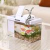 Plastic Amphibious Ecological Tank Small with Cover and Rabbit Ornaments Fish Tank Multi-functional Transparent Goldfish Bowl