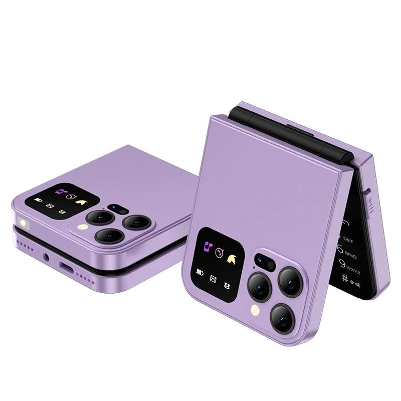 

A50 Pro Телефон-раскладушка Две SIM-карты GSM Электрический фонарик Автоматическая запись звонков 2,4-дюймовый экран Складные мобильные телефоны Type-C фиолетовый