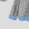 INCERUN Oversized Men Lapel Long Sleeve Plaid Patchwork Texture Casual Coats