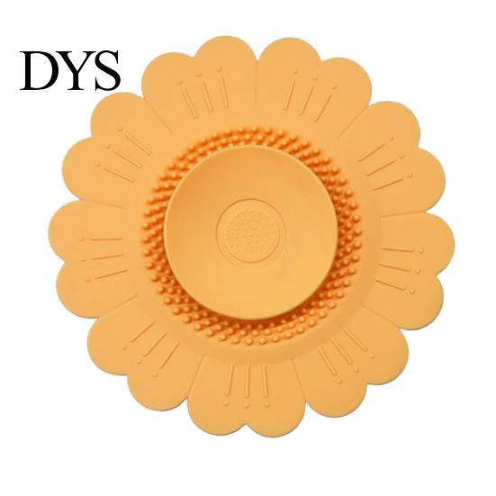 Bathroom Sink Strainer Sunflower Silicone Floor Drain Mat, Bionic Petal Design Anti-Clog Hair Filter, Odor-Proof Drainage Protector for Kitchen