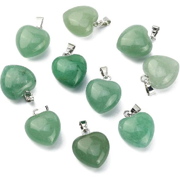 LiQunSweet 10 Pcs Genuine Amethyst Semi-Precious Gemstone Quartz Stone Heart Shape Pendants Bulk for Women Jewelry Necklace Making Findings