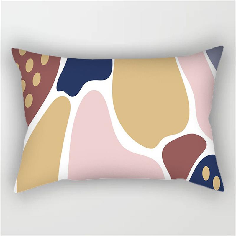 30x50cm Geometric Pillowcase Home Decor Cushion Cover Abstract Leaves Plant Patchwork Rainbow Polyester