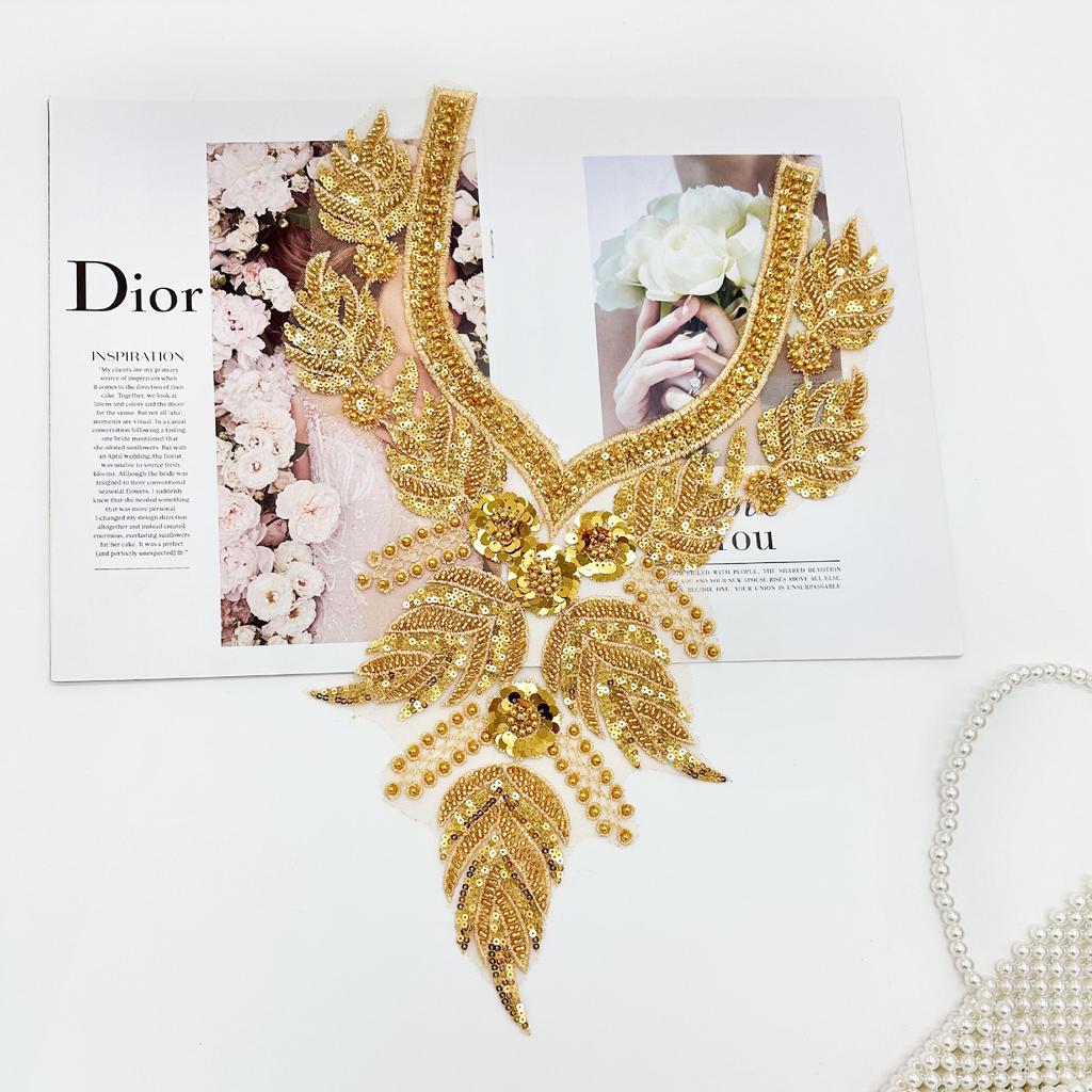 Heavy Industry Beads Shiny Bead Embroidery Lace Sequins Accessories Clothing Performance Clothing Ethnic Style Collar Decoration Women