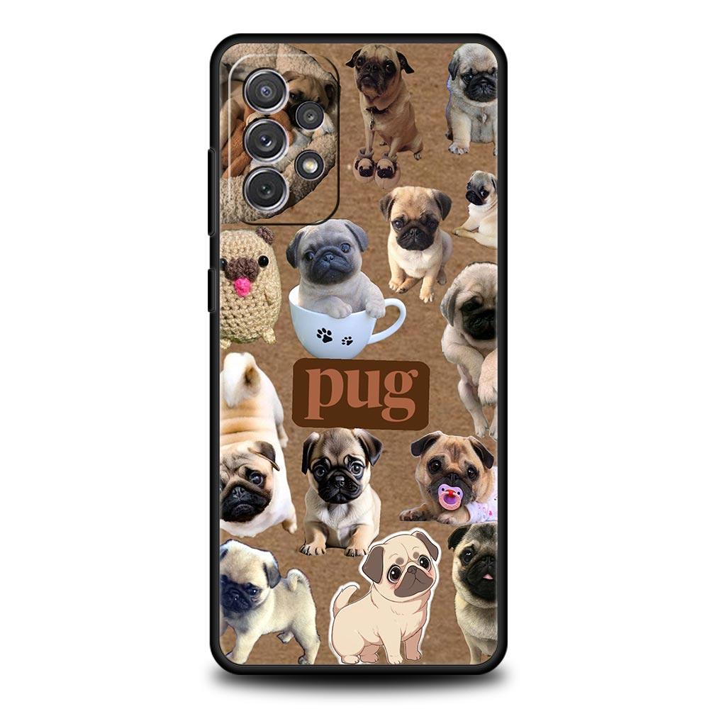 Animal Black Pug Close Up Phone Case For Samsung Galaxy A17 A07 A55 A35 A25 A15 A05 A33 A31 A21s A13 A41 A73 A53 A51 A71 Cover