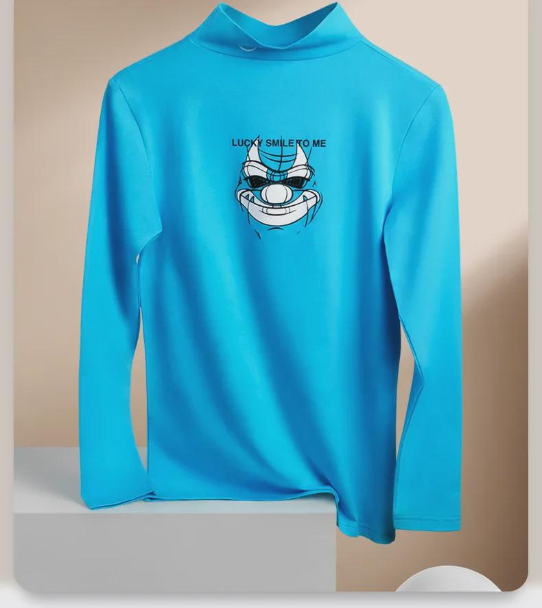 Men's Cotton High-Collar Long Sleeve Top - Comfortable, Breathable Autumn Wear.