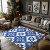 Blue Moroccan Pattern Rug Washable Non Slip Floor Mat Entrance Doormat Home Decor Living Room Bedroom Area Rug Gift Idea Modern