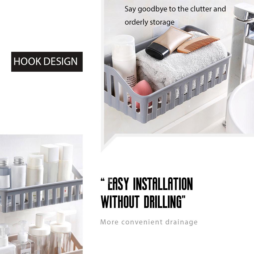 Wall Mounted Kitchen Storage Rack Toilet Bathroom Plastic Sundries Shelf Hollow Drain Stand