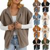 Womens Fuzzy Fleece Vest Casual Oversized Warm Button Down Vest Jacket With Pockets