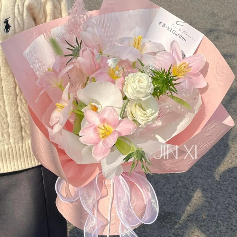 10pcs 58*58cm Art Paper Waterproof Flower Waterproof 3D Relief Art Paper Flower Valentine's Day Gift Packaging Kraft Papers Flower Shops Materials