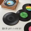 6-piece set retro black rubber record coasters tea cup mats beverage round insulation non-slip anti-mold silicone tape player holder washable