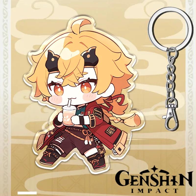 Portachiavi Acrilico Genshin Impact da 12cm Accessori Zaino Studente Hu Tao Yoimiya Zhongli Raiden Shogun Accessori Regali per Feste