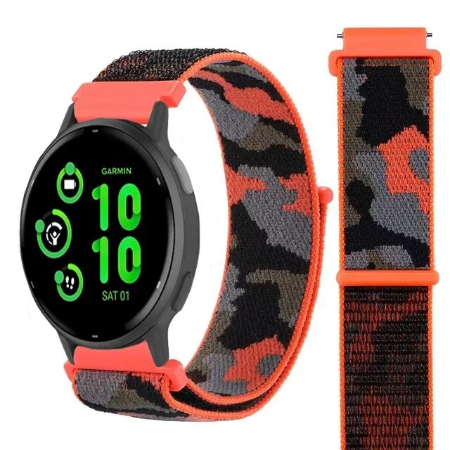 20mm 22mm Nylon Loop Strap for Garmin Forerunner 55 165 965 265 265 Music Venu 3/2 Bracelet Band for Garmin Active/Vivoactive 5