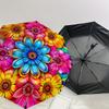 1pc Colorful Floral Mandala Pattern Umbrella with Plastic Handle,Suitable for All Seasons Home Travel Outdoor UmbrellaDD1467