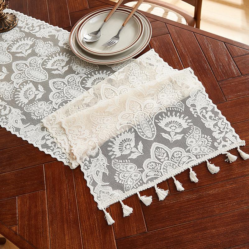 White Table Runner Decorative White Tablecloth Accessorie Kitchen Aesthetic Decoration Living Room Desk Accessorie Home Decor