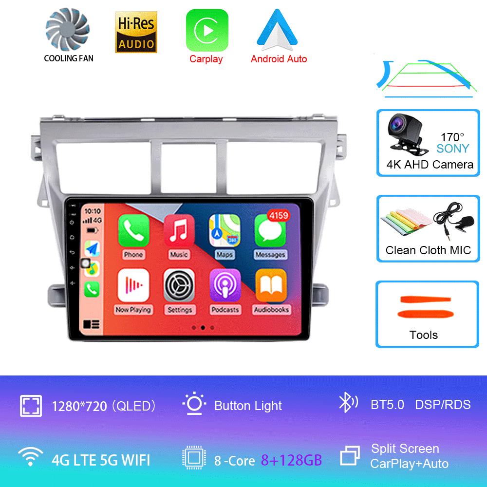 Android 14 For Toyota VIOS Yaris 2007 2008 2009 2010 - 2012 Car Radio GPS Carplay Multimedia Player Navigation Stereo Auto Audio