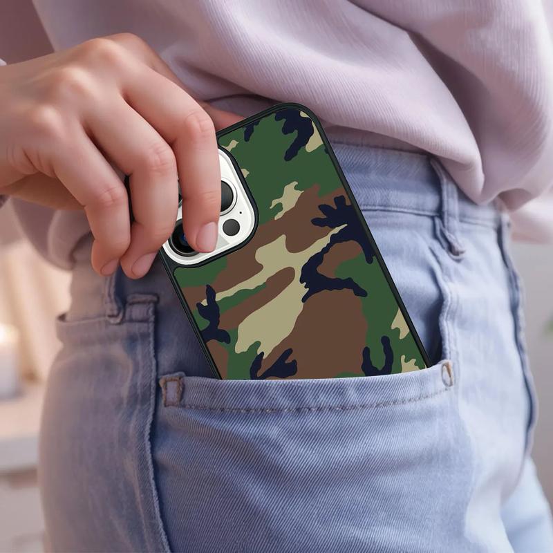 Green Camouflage Phone Case For iPhone 17 Air 15 16e 14 13 Pro Max Coque 12 11 Pro Max PLUS Cover