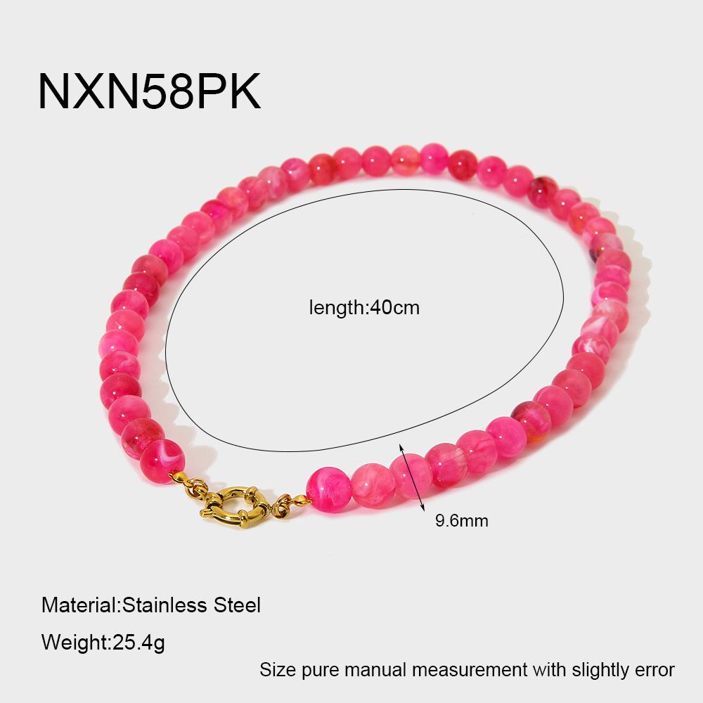Summer Candy Color Sweet Heart Beaded Necklace - Versatile Girly Clavicle Chain