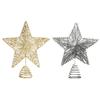1 Pack Sequin Christmas Tree Toppers W/ Linear Sequin Design Hollow Five Pointed Star Ornament for Festive Holiday Tree Display