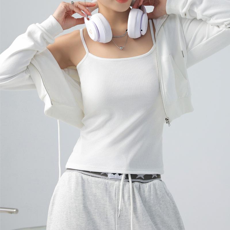Summer Basic Tanks Spaghetti Strap Camis Solid Stretch Tops for Women Sleeveless Slim Fit Basic Solid Knitted Camisole