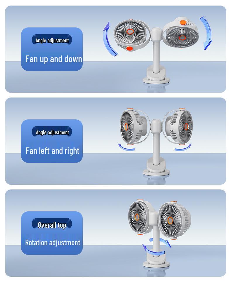 Dual-Headed Smart Clip & Wall-Mount Fan, Portable Low-Noise Circulation Desktop Fan for Home