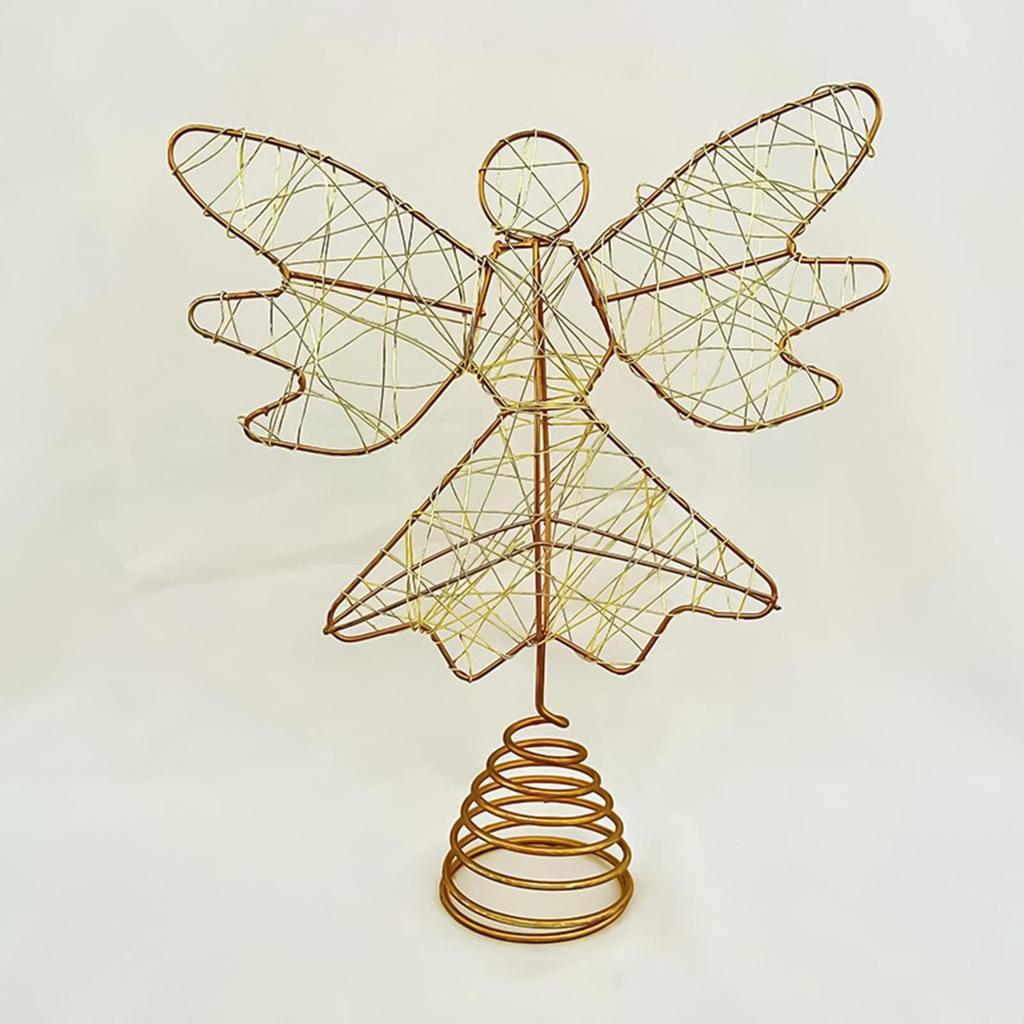 Christmas Tree Topper Lighted Glitter Angel Tree Decor for Indoor Battery Operated Figurines Holiday Decor for Garden Events