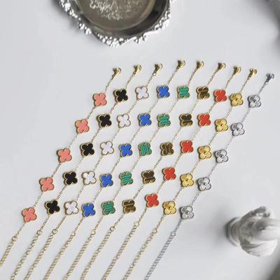 13MM Four-leaf Clover Bracelet Women's Simple Five Flowers Mother-of-pearl Lucky Flower Bracelet
