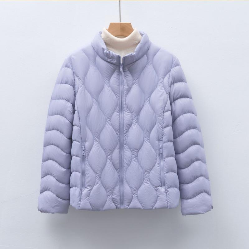 90 fleece new national standard women's clothing autumn and winter new light down jacket wavy pattern women's stand-up collar jacket
