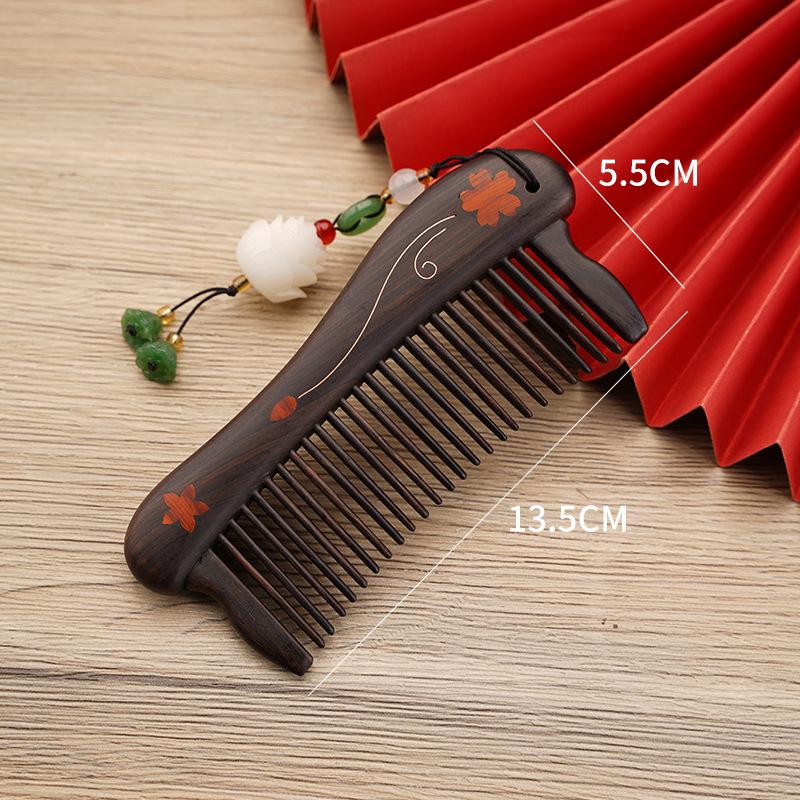 Fioletowe drzewo sandałowe Rzeźbiony drewniany grzebień Pudełko prezentowe - Wysokiej klasy prezent na ślub i Dzień Matki