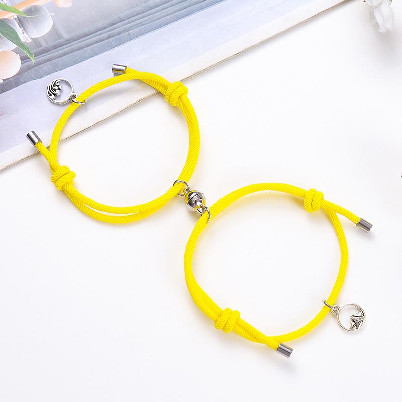 2pcs Mountain Alliance Each Other Couple Red Rope Bracelets a Pair of Magnet Stone Girlfriends Gift Braided Rope Jewelry