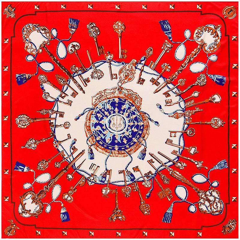 130*130cm TOP Silk White key luxurious Scarves Women Foulard Square Hijab Scarf Ladies Shawl wrap muffler pareo female hijab