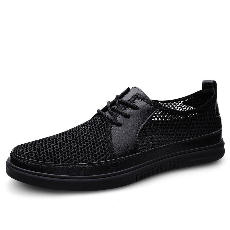 Men s Spring/Summer Breathable Mesh Lace-Up Casual Driving Shoes 42 чёрный