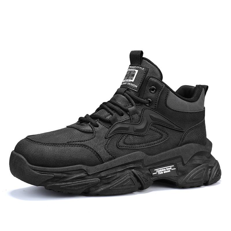 Dirt-resistant Black Thick-soled Wear-resistant Shoes, Waterproof Sports Dad Shoes, Heightening Casual Running Shoes