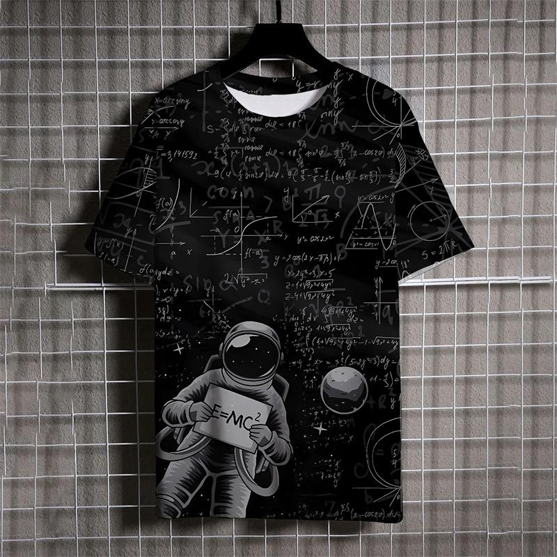 3D Printed Math Formula T-Shirt For Men Experiment Pattern T Shirts Summer Casual Short Sleeves Round Neck