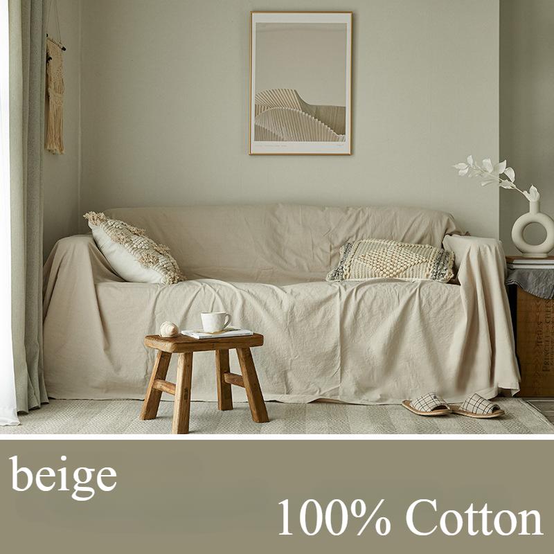 

Чехол для дивана из 100% хлопка, чехол для дивана в скандинавском стиле, универсальный чехол для мебели Four Seasons, чехол для дивана для спальни, домашний декор, 1 шт. 180x180cm бежевый