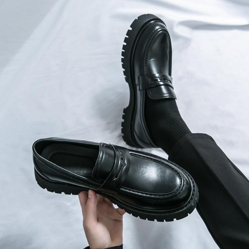 Fashion New Men Business Loafers Thick-soled Breathable Comfortable Fashionable Small Leather Shoes Gentleman Social Shoes Size 38-46
