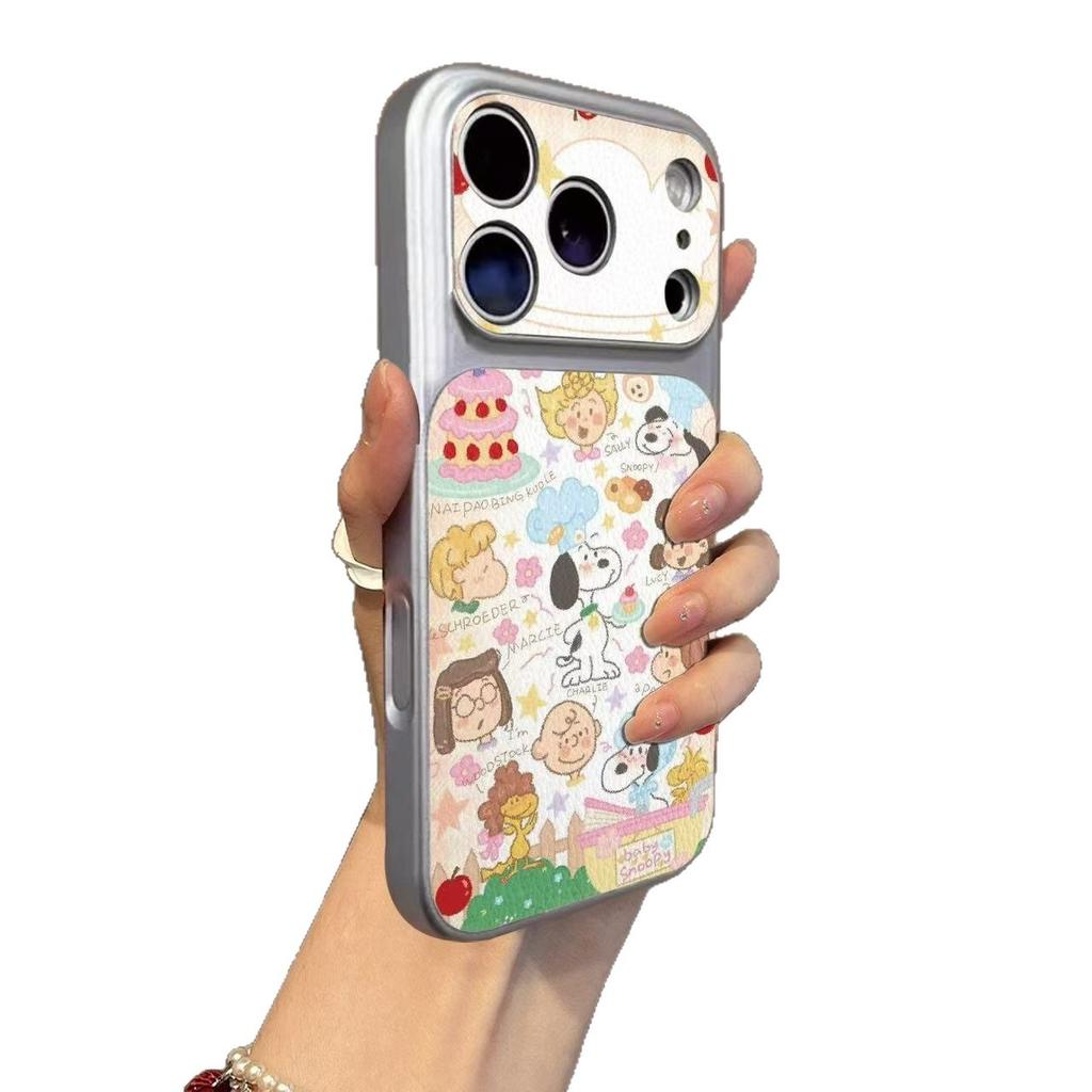 Cute second change is suitable for 17promax mobile phone case 16pro new 15 leather 14 large windows 13 girl 12x