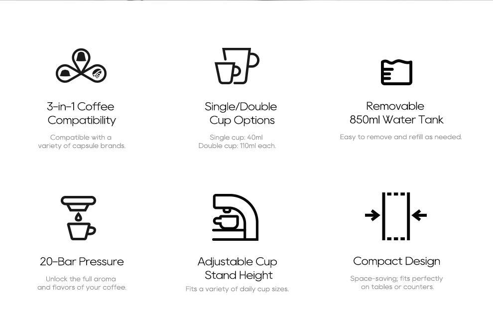 HiBREW Multifunctional 3 In 1 Multiple Capsule Coffee Maker Full Automatic With Hot & Cold Mode 19Bar