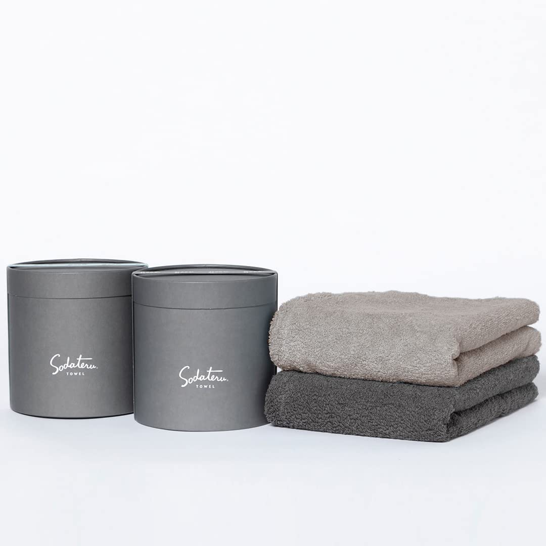 

Feel Sodateru Towel Bath Towel Pair Set, Charcoal (Gray) x Moon Greige (Brown), 60 x 120cm, 100% Cotton, Boxed (SD-FEELGF-BGGCH)