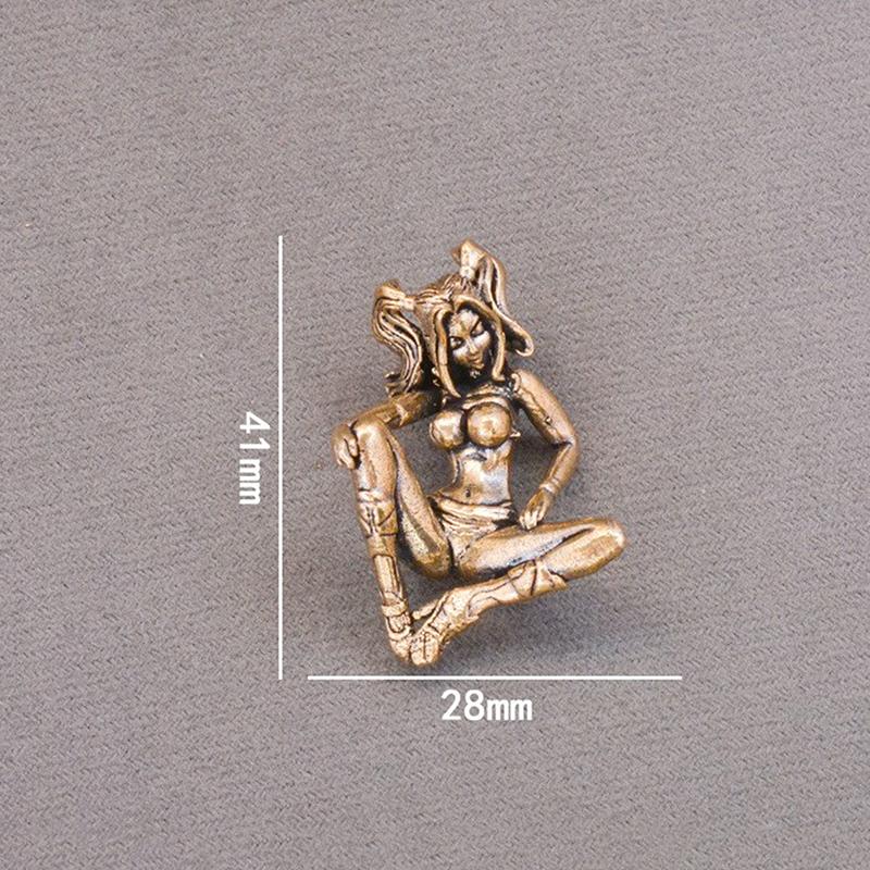 Figure di Ragazze Bellezza con Coda di Cavallo in Ottone Miniature Ornamenti da Scrivania Personaggi Metallici Retrò Modello Artigianato Decorazioni per la Casa Accessorio