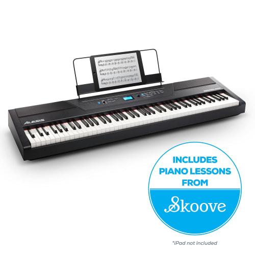 Alesis Digital Piano, 88 Keys, Weighted Hammer Action Keyboard, Lesson Function, Recording Function, LCD Screen, Recital Pro