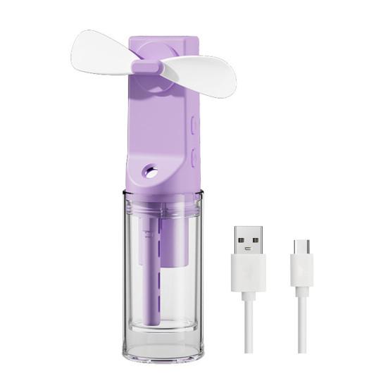 Handheld Spray Fan with Powerful Motor Strong Airflow 4 Speeds Low Noise Rechargeable Personal Small Pocket Fan