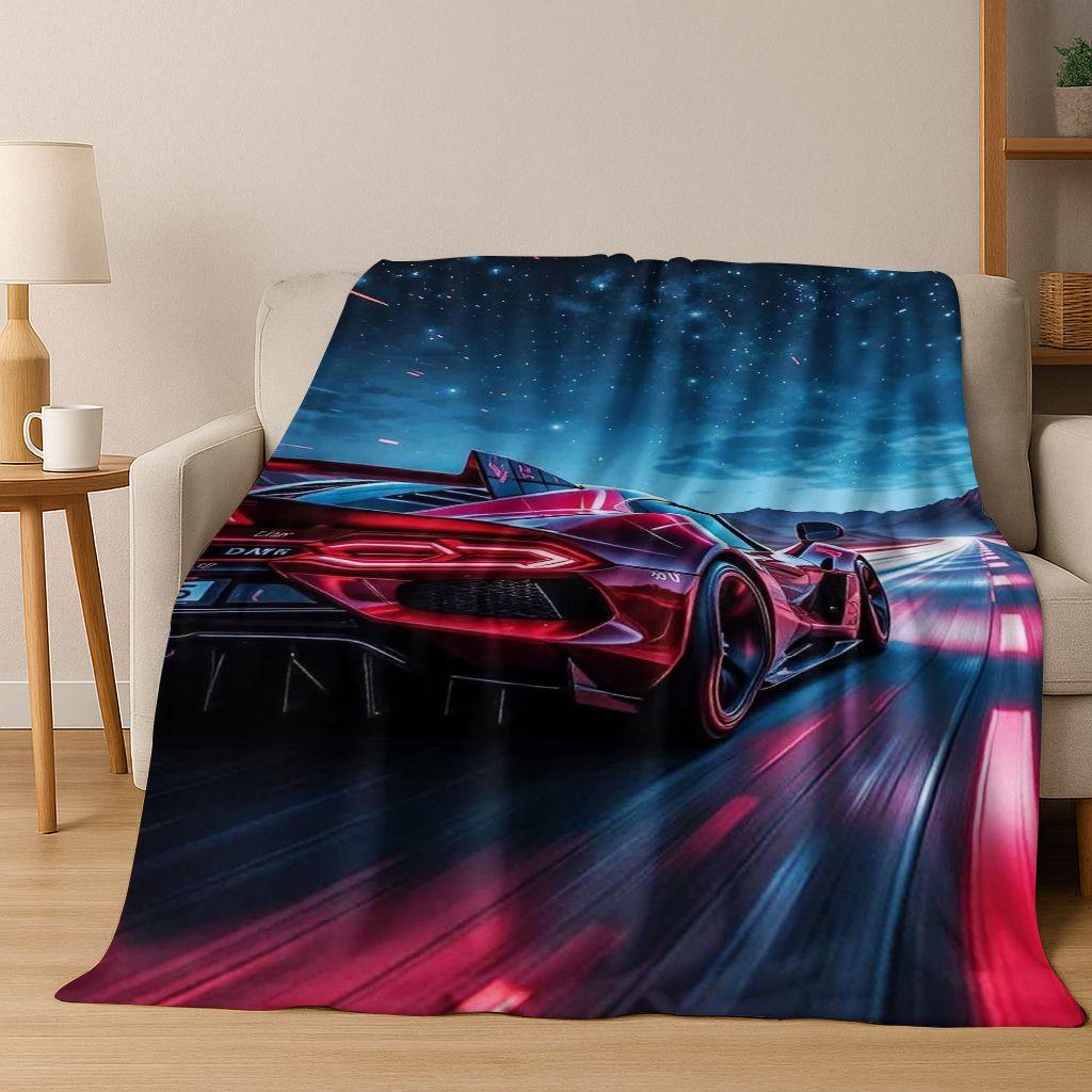 Future Concept Sports Car Racing Bike Art Flannel Blanket,Cozy Soft Throw Blanket for Home Bedroom Bed Sofa Picnic Cover Gift