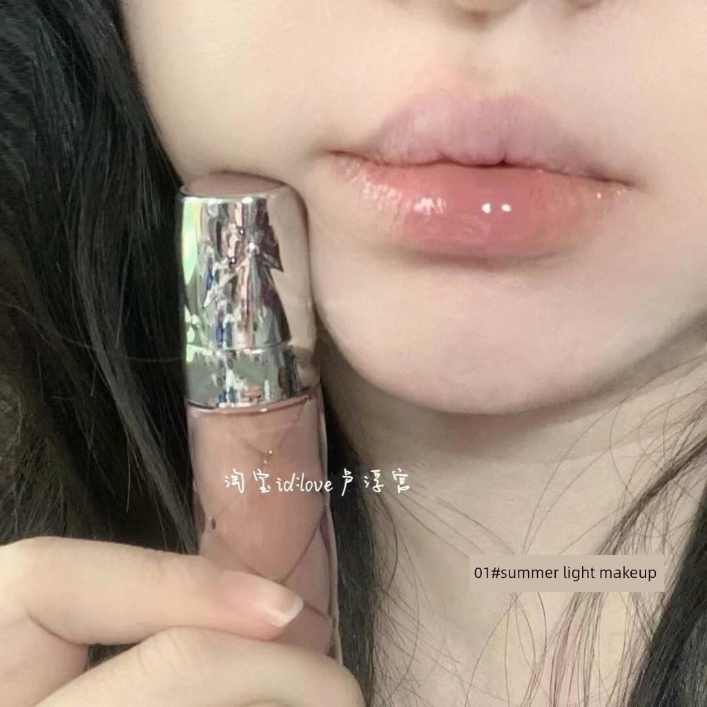 Summer's Natural Makeup Look! Clear Mirror-Like Lip Gloss, Water-Gloss Lipstick, Lip Glaze, Age-Reducing Student-Friendly Nude Color, Cool Pink