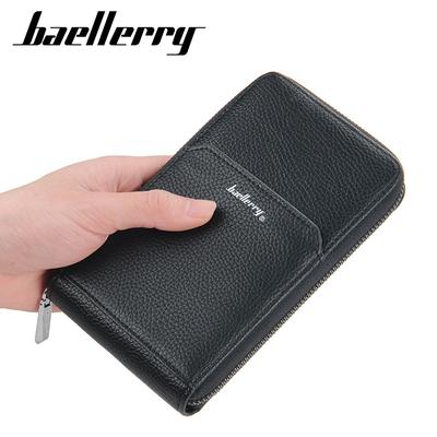 Herren PU Leder Handschlaufe Handytasche Vintage Design Reißverschluss Münzbörse Geldbörse