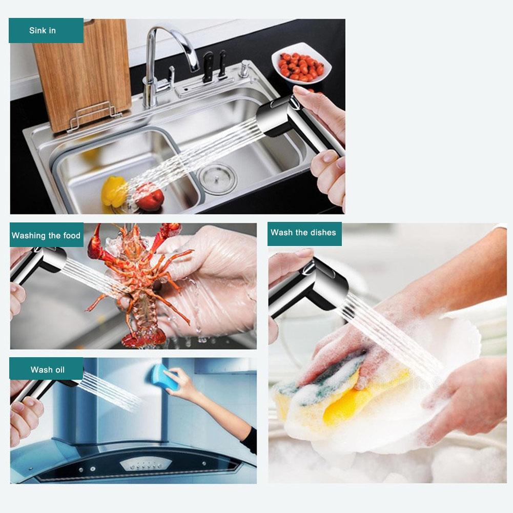 Hand Held Bidet For Bathroom Self Cleaning Press-free Silver
