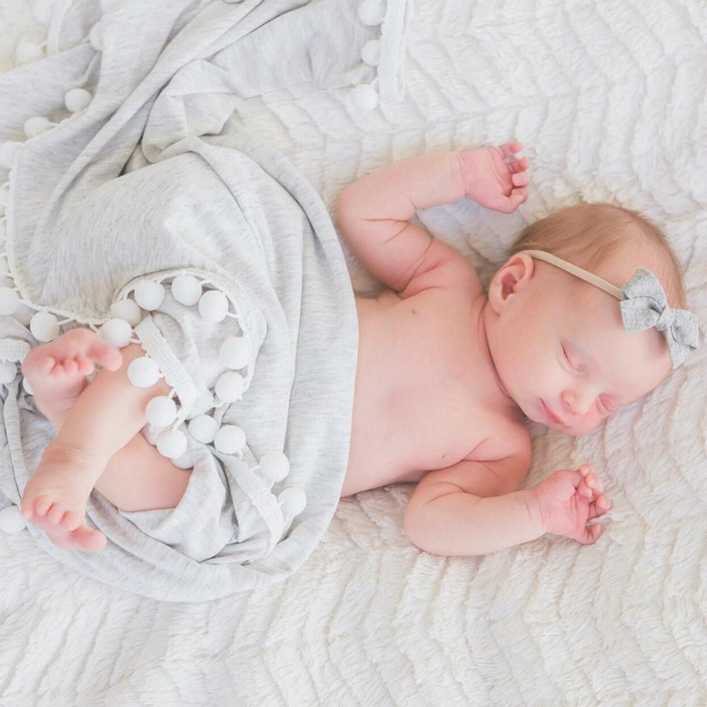 Newborns Photography Props Soft Blanket Velvet Ball Edge Swaddle Rug